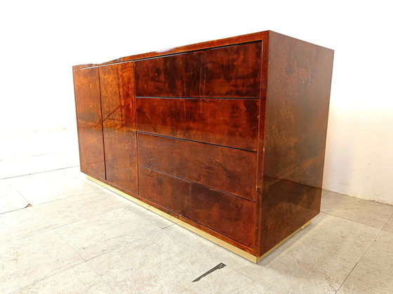 Image 1 of Aldo tura Mid-eeuws dressoir van geitenleer