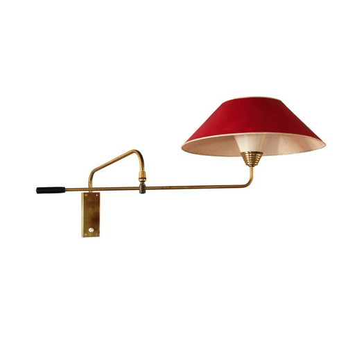 Vintage gelede messing wandlamp, 1960