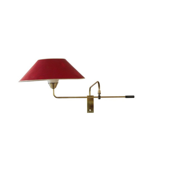 Image 1 of Vintage gelede messing wandlamp, 1960