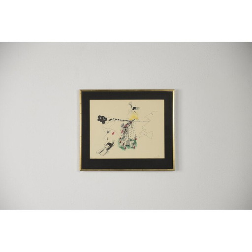 Vintage kleurenlitho van Carl Fredrik Reuterswärd voor Abrakadabra, 1990