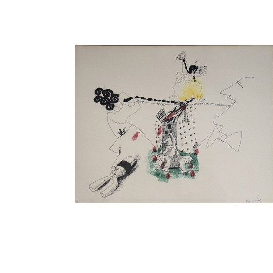 Image 1 of Vintage kleurenlitho van Carl Fredrik Reuterswärd voor Abrakadabra, 1990