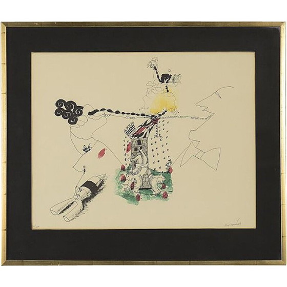 Image 1 of Vintage kleurenlitho van Carl Fredrik Reuterswärd voor Abrakadabra, 1990