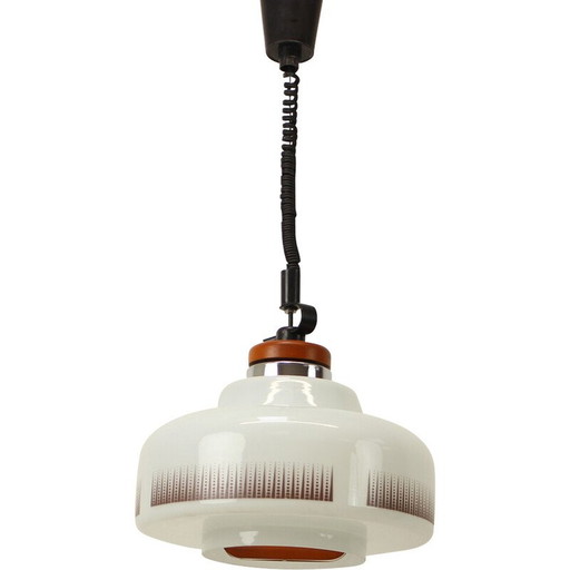 Vintage verstelbare glazen hanglamp, Tsjechoslowakije 1970