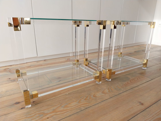 Image 1 of Vintage console + 2 bijzettafels in lucite