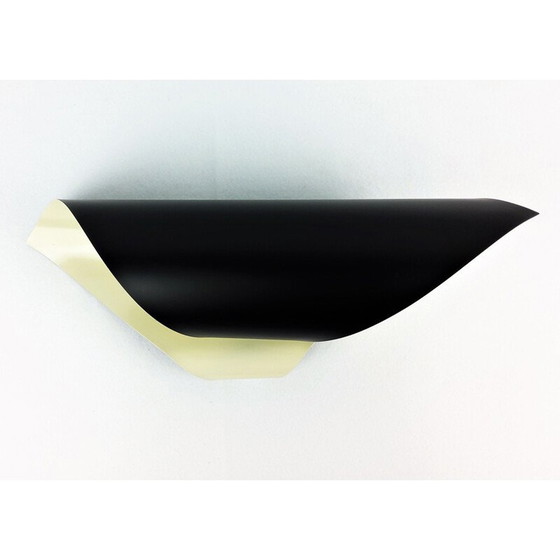 Image 1 of Vintage spiraal wandlamp van zwart gelakt voorgevormd metaal, 1960