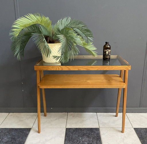 Salontafel hout en glas 1960S Tsjechië