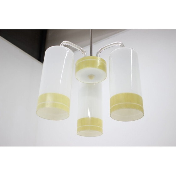 Image 1 of Vintage kroonluchter van plastic, glas en metaal, Tsjecho-Slowakije 1970