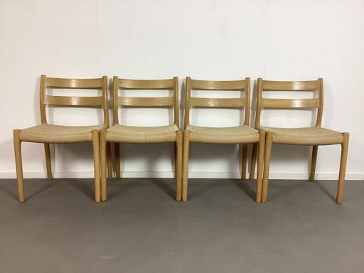 4 Vintage Niels Otto Moller Deense Stoelen Gezeept Eiken 