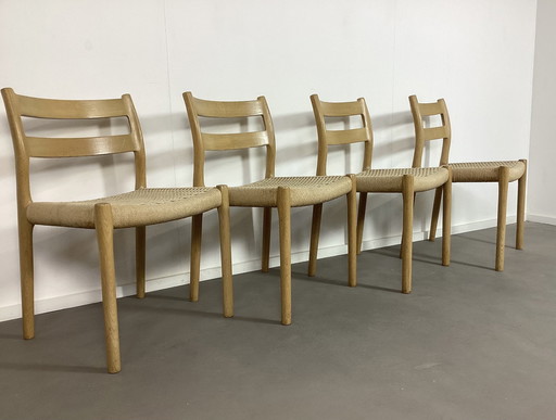 4 Vintage Niels Otto Moller Deense Stoelen Gezeept Eiken 