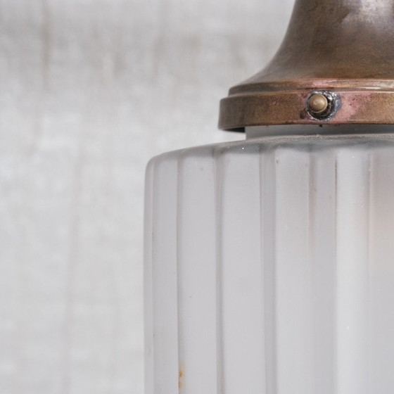 Image 1 of Vintage hanglamp van messing en glas, Frankrijk 1930