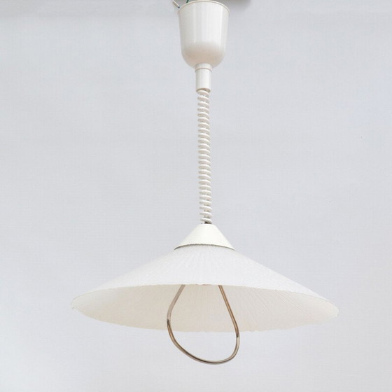 Image 1 of Vintage geperst glazen keukenlamp met metalen details van ERCO, Duitsland 1960