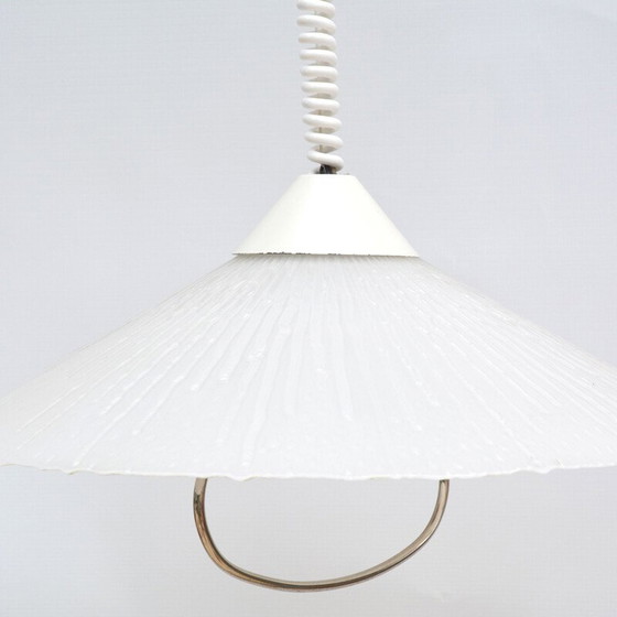 Image 1 of Vintage geperst glazen keukenlamp met metalen details van ERCO, Duitsland 1960