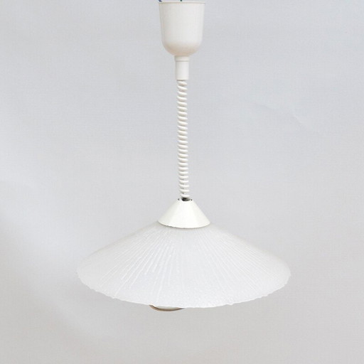 Vintage geperst glazen keukenlamp met metalen details van ERCO, Duitsland 1960