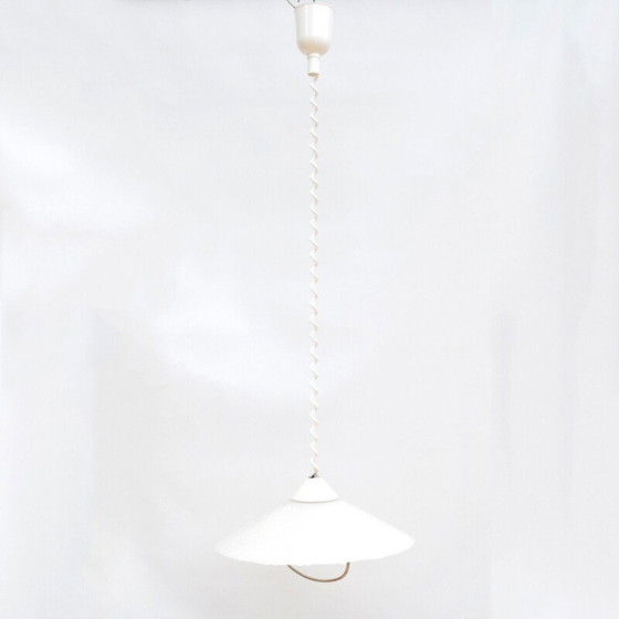 Image 1 of Vintage geperst glazen keukenlamp met metalen details van ERCO, Duitsland 1960