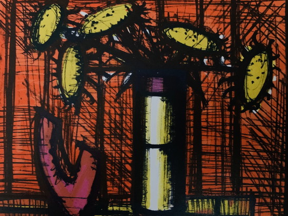 Image 1 of Bernard Buffet, “Fleurs 1967” Openingspromotie! Kleuren Lithografie.