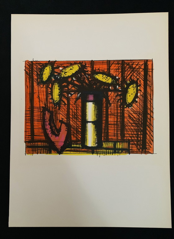 Image 1 of Bernard Buffet, “Fleurs 1967” Openingspromotie! Kleuren Lithografie.