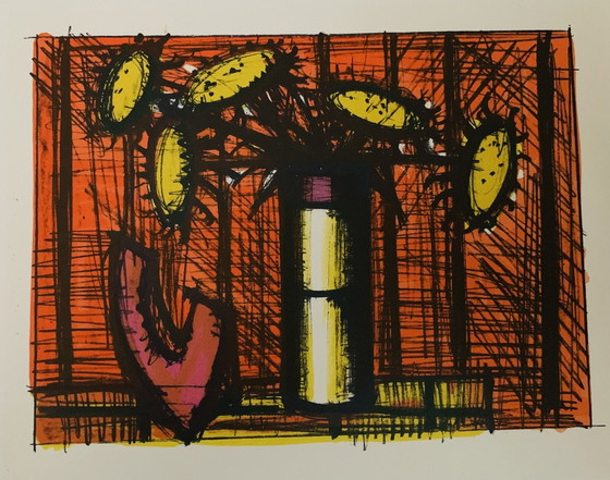 Image 1 of Bernard Buffet, “Fleurs 1967” Openingspromotie! Kleuren Lithografie.