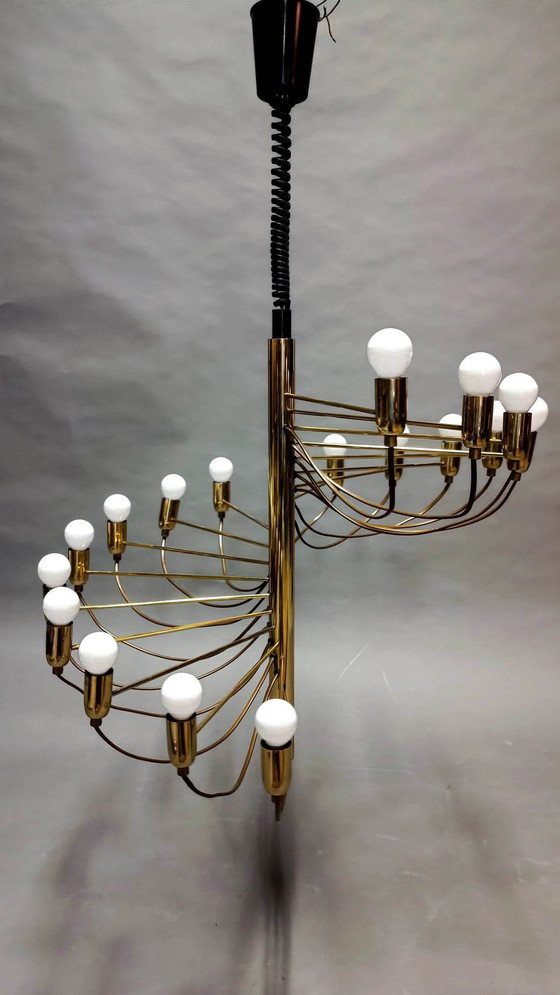 Image 1 of Spiral brass chandelier