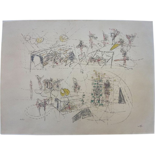 Vintage litho van Roberto Matta, 1969
