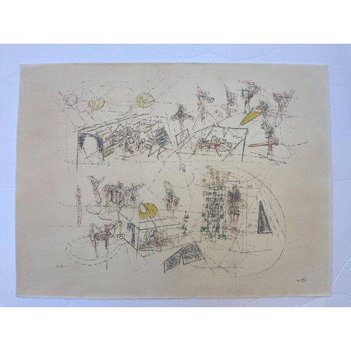 Vintage litho van Roberto Matta, 1969