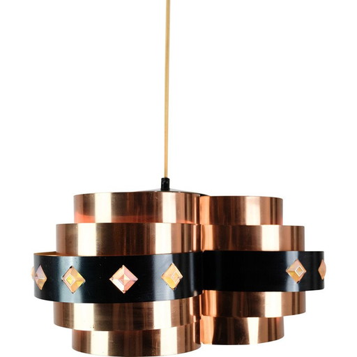 Vintage koperen hanglamp van Werner Schou voor Coronell Elektro, 1970