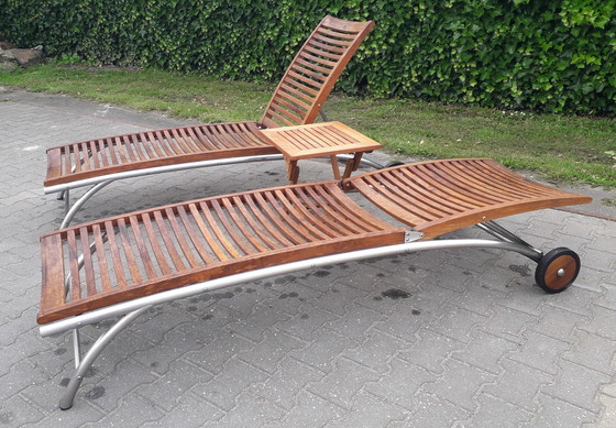 Image 1 of 2 Hartman Prestige ligbedden RVS/teak 200 cm lang