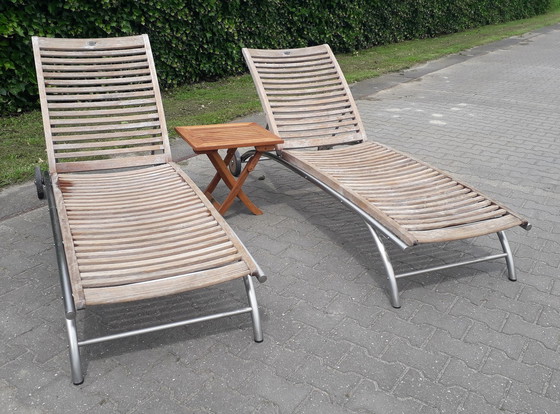 Image 1 of 2 Hartman Prestige ligbedden RVS/teak 200 cm lang