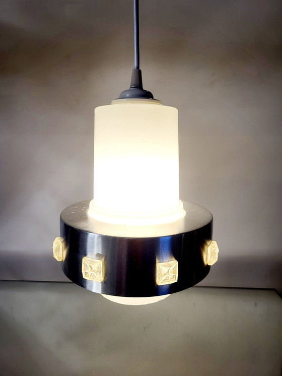 Image 1 of Space Age Hanglamp, Chromé En Mat Glas, Jaren 1960-1970