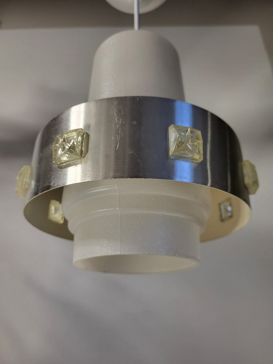 Image 1 of Space Age Hanglamp, Chromé En Mat Glas, Jaren 1960-1970
