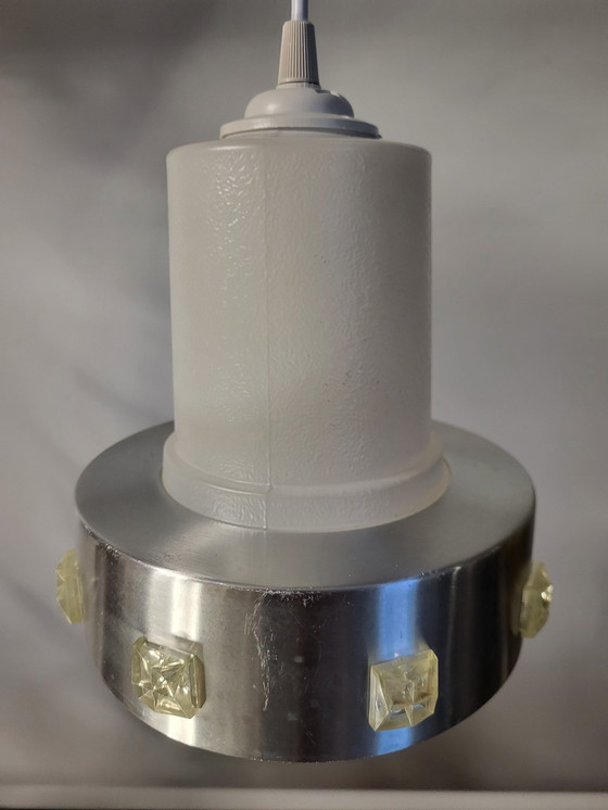 Image 1 of Space Age Hanglamp, Chromé En Mat Glas, Jaren 1960-1970