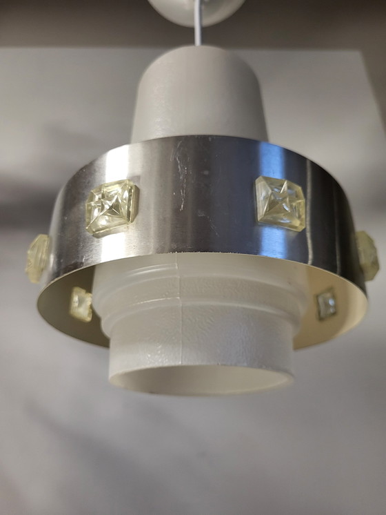 Image 1 of Space Age Hanglamp, Chromé En Mat Glas, Jaren 1960-1970