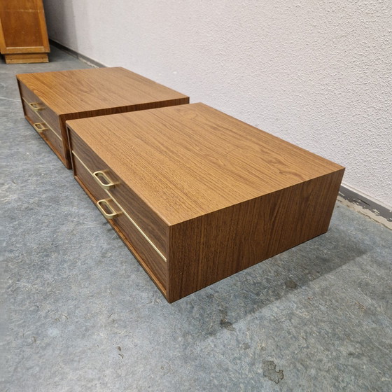 Image 1 of 2 Zwevende Vintage Nachtkastjes Ladekast Set 