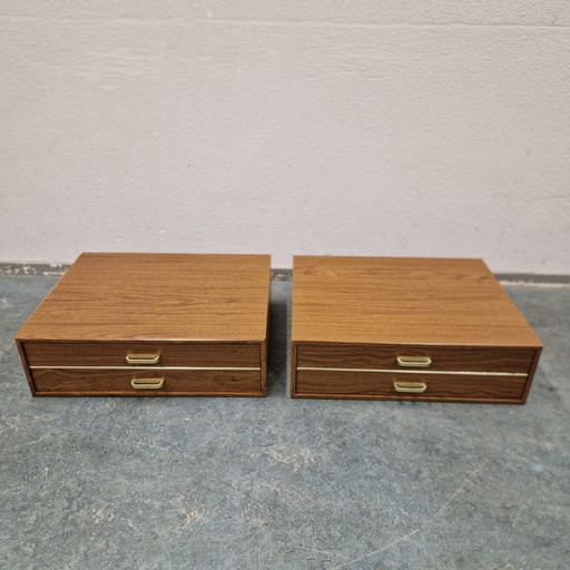 2 Zwevende Vintage Nachtkastjes Ladekast Set 