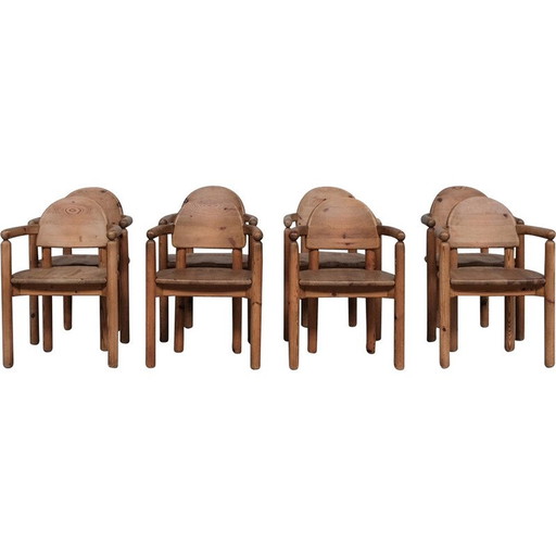 Set van 8 vintage eetkamerstoelen, Zweden 1970