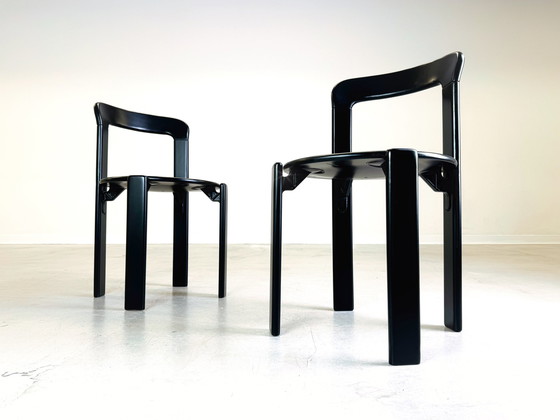 Image 1 of Set van 2 vintage stoelen zwart Bruno Rey Kusch & Co jaren 1970 ontwerp nieuw gelakt