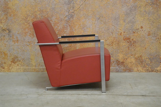 Image 1 of Rode leren Harvink Alowa fauteuil