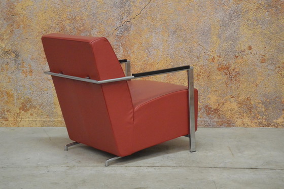 Image 1 of Rode leren Harvink Alowa fauteuil