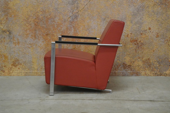 Image 1 of Rode leren Harvink Alowa fauteuil