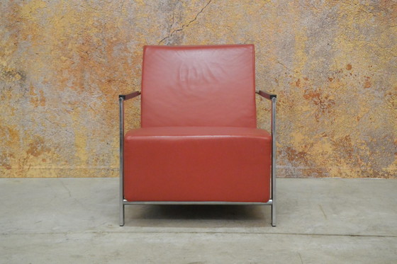 Image 1 of Rode leren Harvink Alowa fauteuil