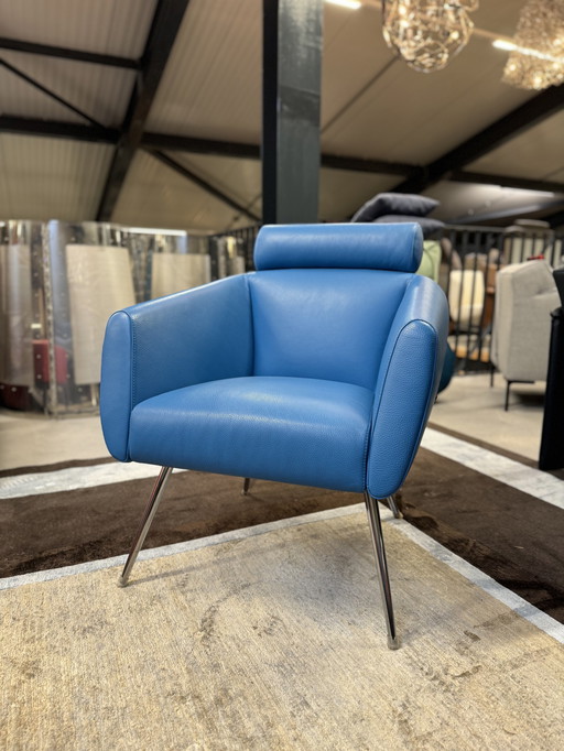 Leolux Marabis fauteuil blauw leer