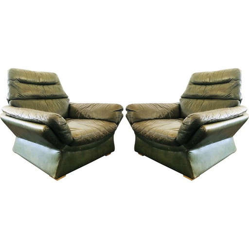 Paar vintage leren fauteuils van Gimson en Slater, 1970