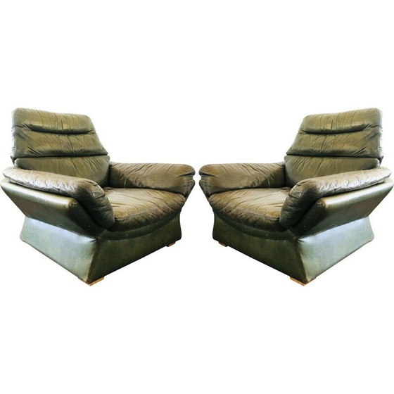 Image 1 of Paar vintage leren fauteuils van Gimson en Slater, 1970