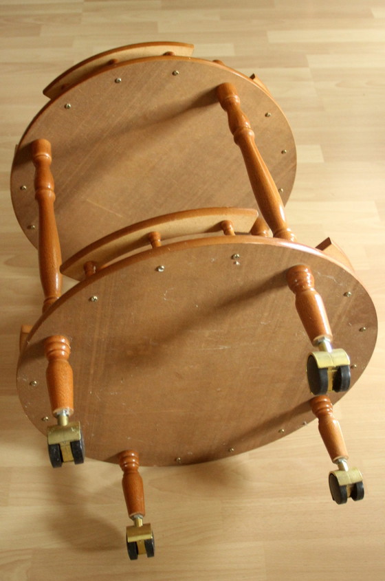 Image 1 of Stijlvolle bar trolley uit de jaren 1980, handgemaakt hout, vintage