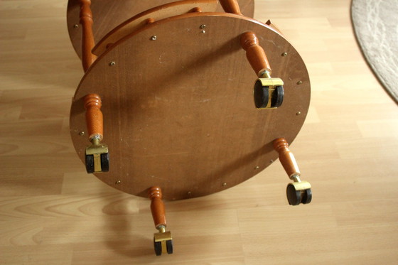 Image 1 of Stijlvolle bar trolley uit de jaren 1980, handgemaakt hout, vintage