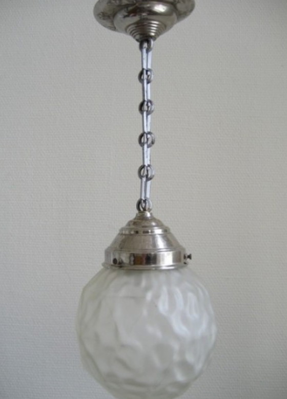 Image 1 of Art Deco hanglamp met matglazen bol