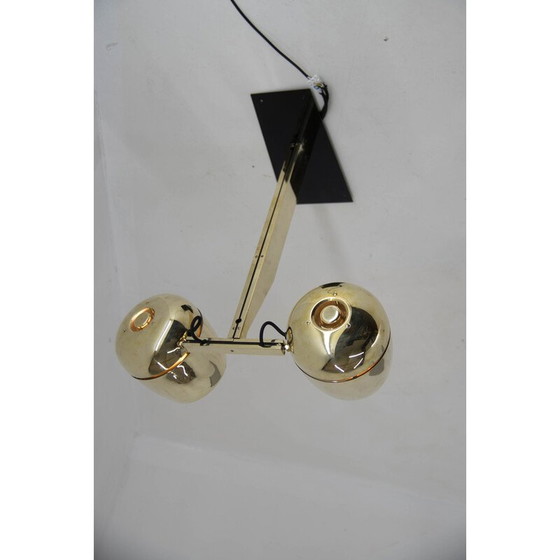 Image 1 of Vintage wandlamp met twee messing kappen van Napako, Tsjecho-Slowakije 1970