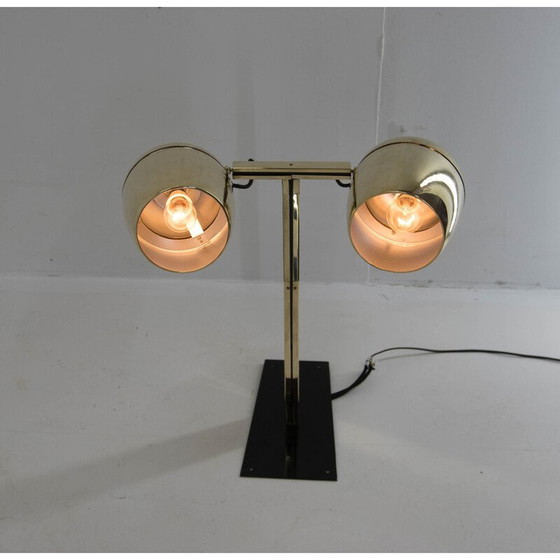 Image 1 of Vintage wandlamp met twee messing kappen van Napako, Tsjecho-Slowakije 1970