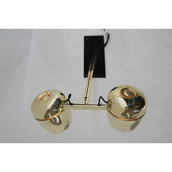 Image 1 of Vintage wandlamp met twee messing kappen van Napako, Tsjecho-Slowakije 1970