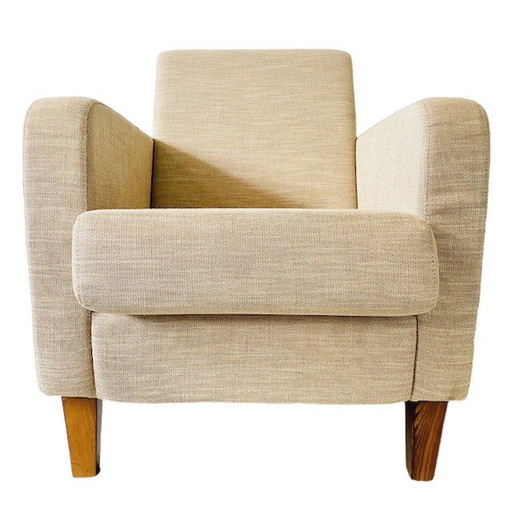 Vintage Linnen fauteuil beige