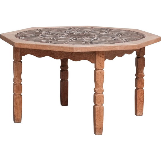 Image 1 of Vintage eiken en keramiek salontafel, Denemarken 1960